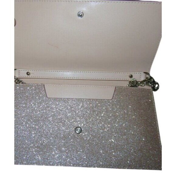 Kate Spade Rose Gold Glitter Chain Crossbody clutch with matching Card Holder - Picture 4 of 12